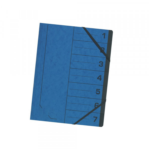 Fascikla O+CO sa gumicom i 7 pregrada - Plava