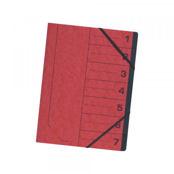 Fascikla O+CO sa gumicom i 7 pregrada - Crvena