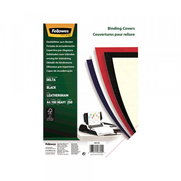 Karton za koričenje Fellowes 250g A4 - Crna