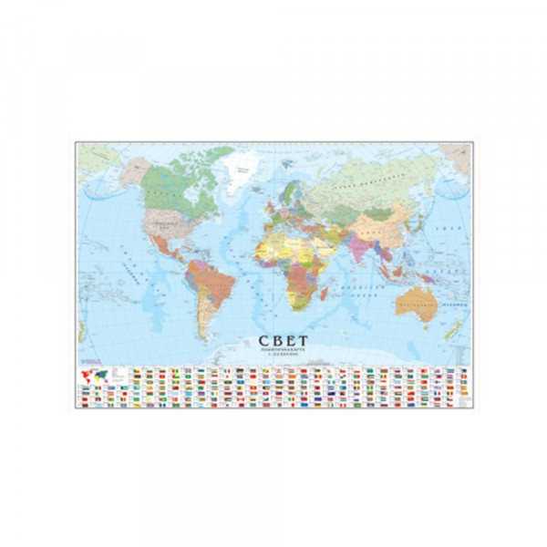 Školska politička karta Sveta 2000x1513mm - Ćirilica