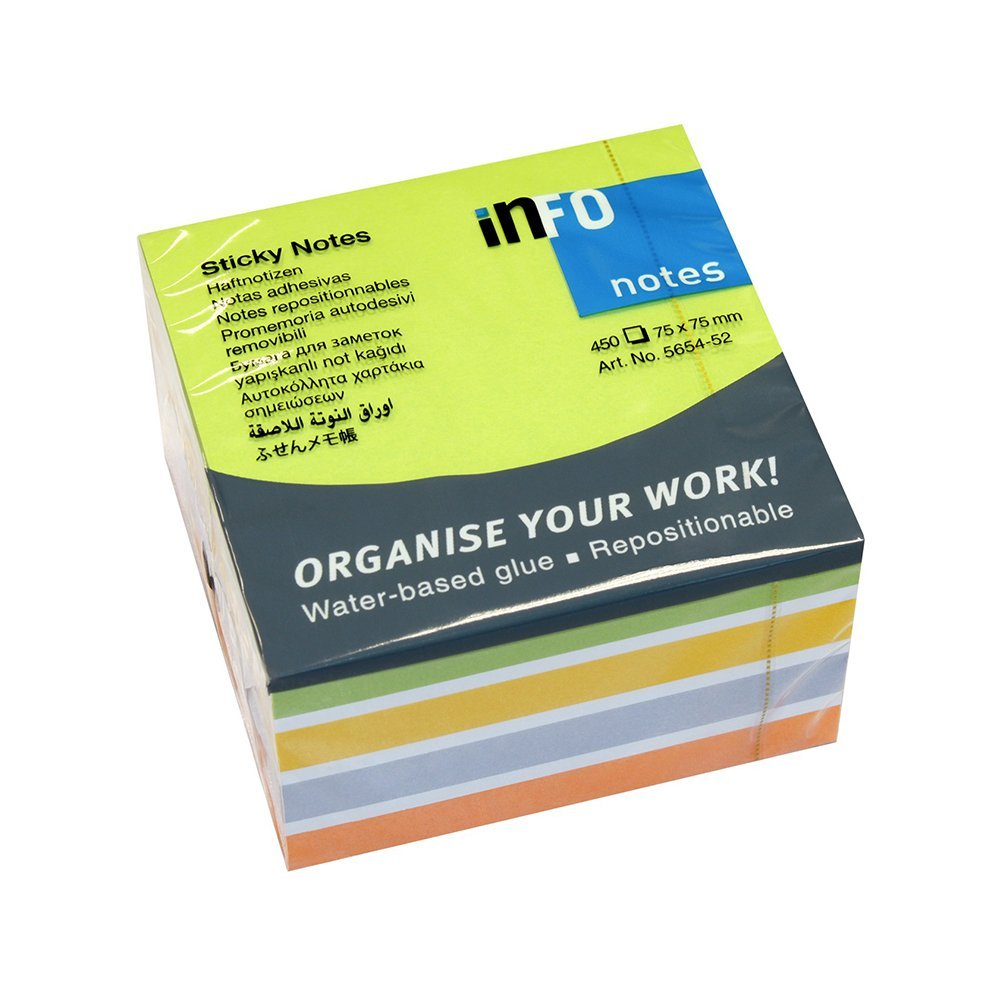 Samolepljivi listići Info Notes 450 lis, 75x75mm color mix