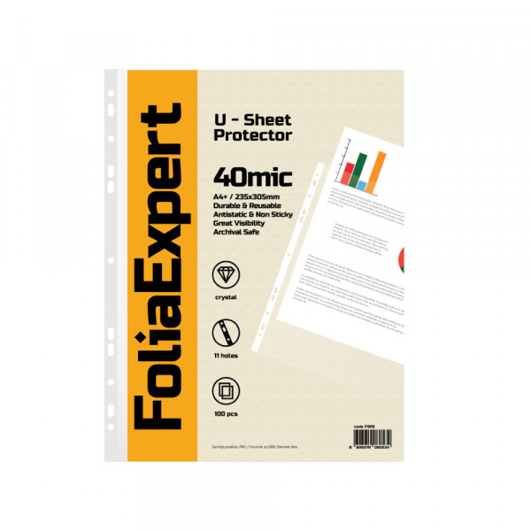 U folija FoliaExpert 40mic A4+ Crystal 1/100
