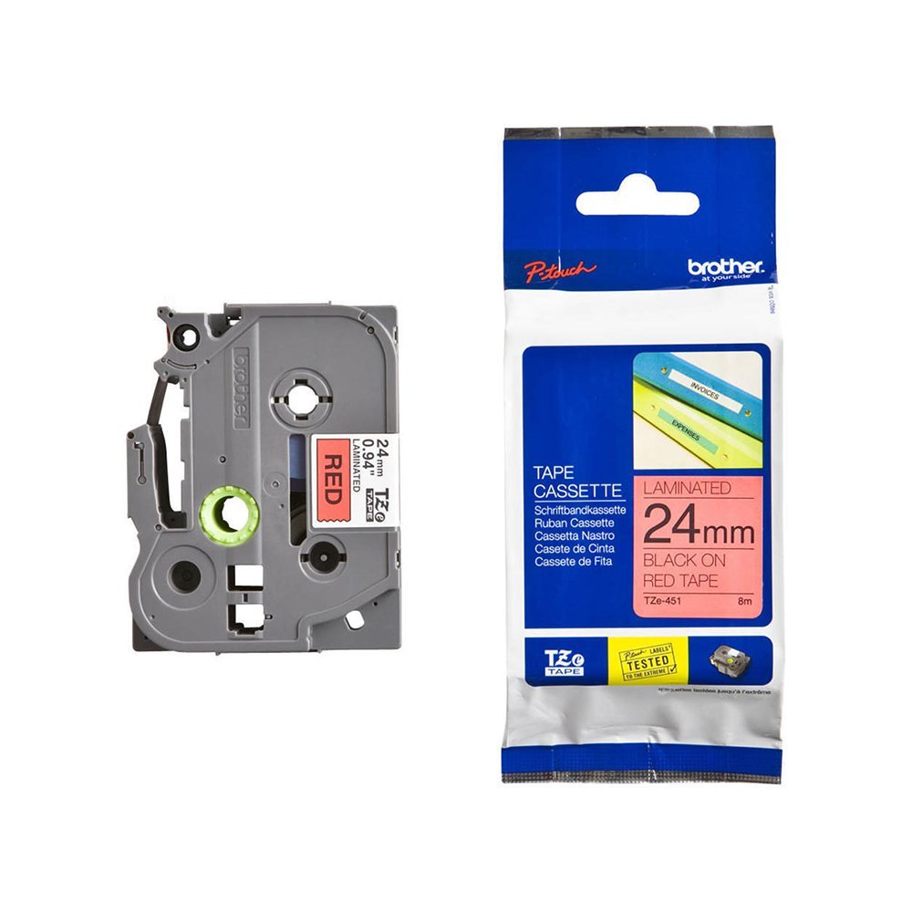 Traka Brother TZe451 24mm crno na crveno