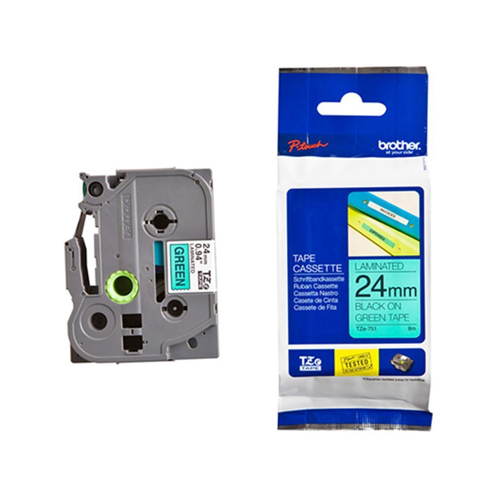 Traka Brother TZe751 24mm crno na zeleno