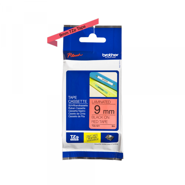 Traka Brother TZe421 9mm crno na crveno