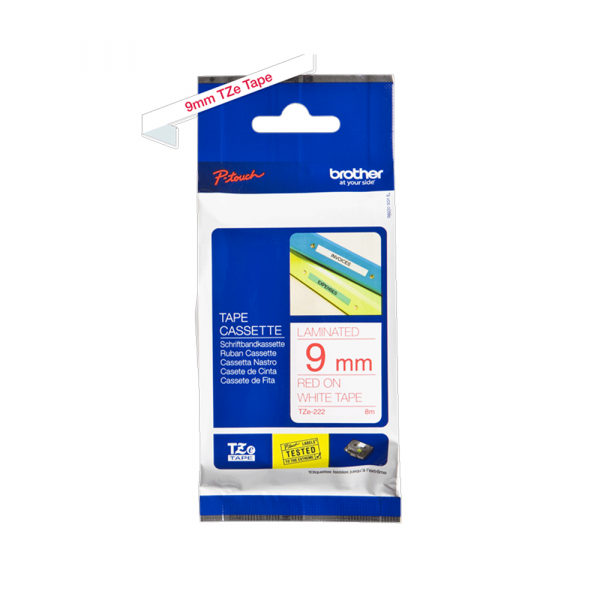 Traka Brother TZe222 9mm crveno na belo