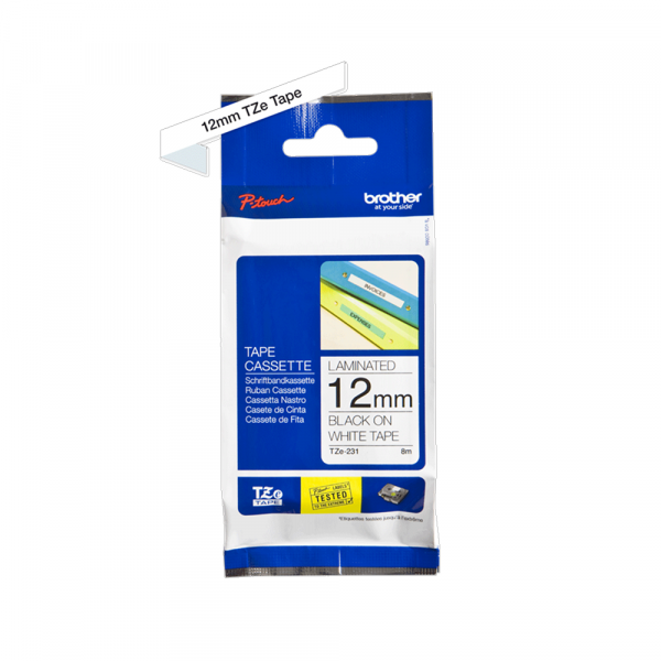 Traka Brother  TZe231 12mm crno na belo