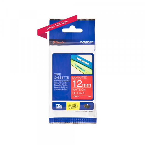 Traka Brother  TZe435 12mm belo na crveno