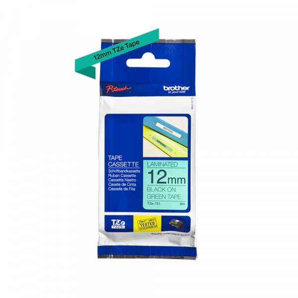 Traka Brother  TZe731 12mm crno na zeleno
