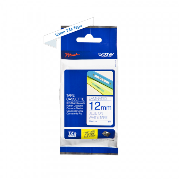 Traka Brother  TZe233 12mm plavo na belo