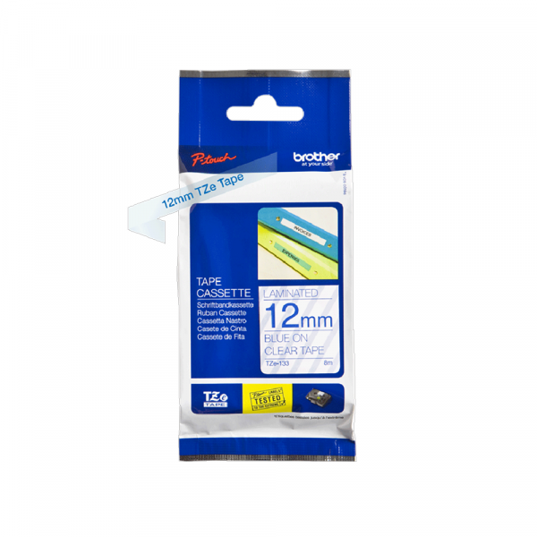 Traka Brother TZe133 12mm plavo na providno