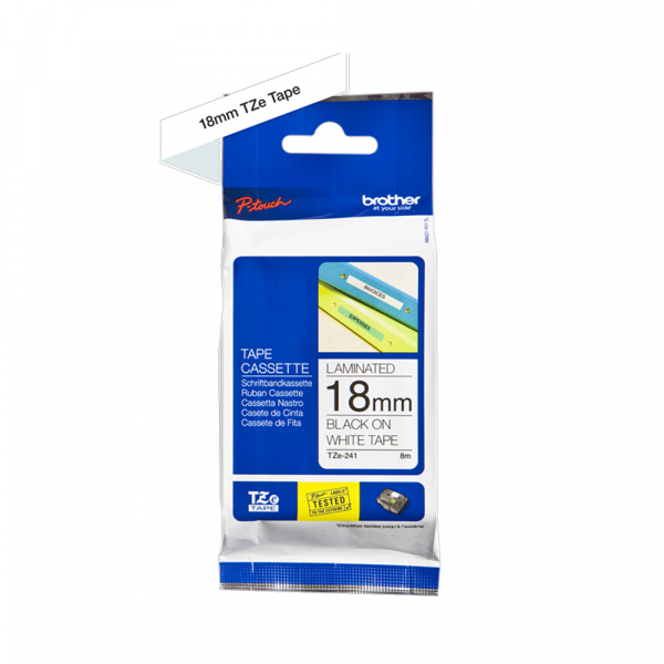 Traka Brother TZe241 18mm crno na belo