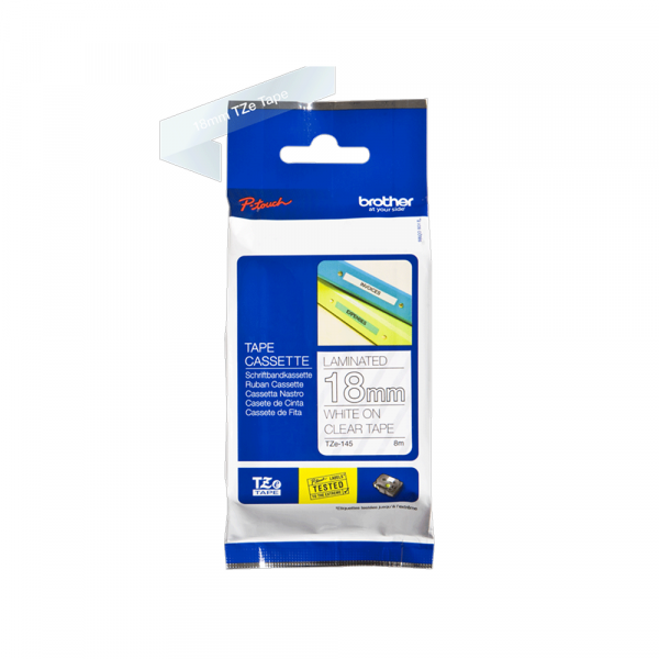 Traka Brother TZe145 18mm belo na providno