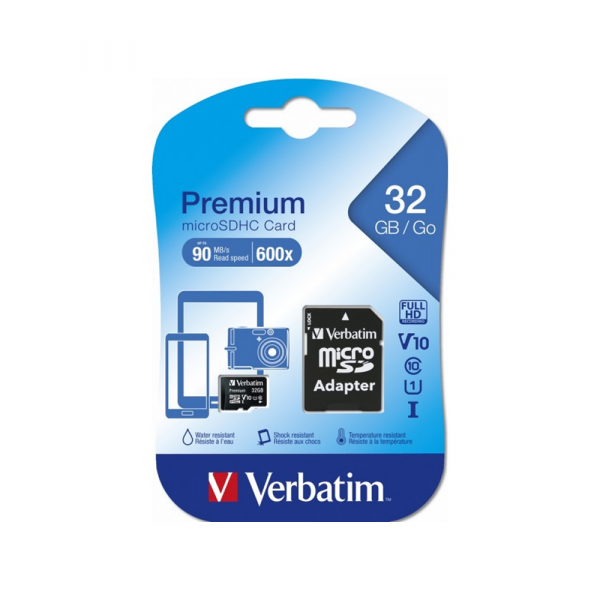 Kartica mikro SD 32 GB Verbatim + adapter klasa 10