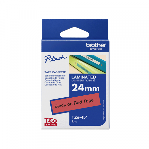 Traka Brother TZe451 24mm crno na crveno