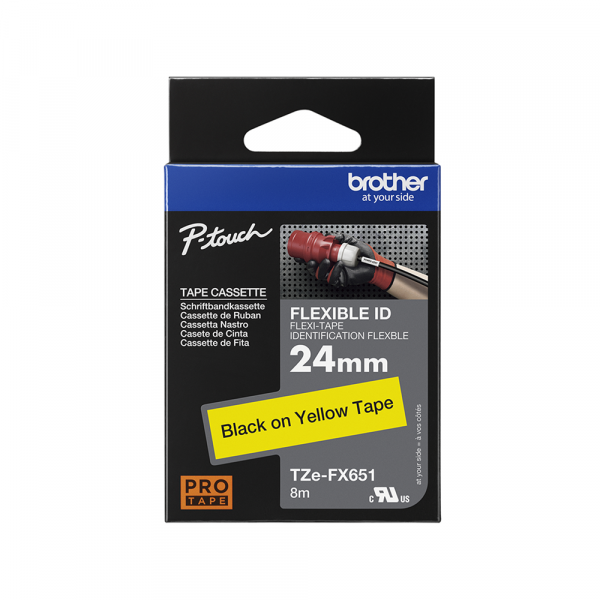 Traka Brother TZEFX651 fleksibilna 24mm crno na žuto