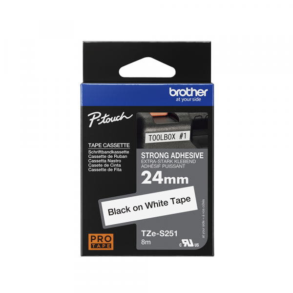 Traka Brother TZES251 jako lepljiva 24mm crno na belo