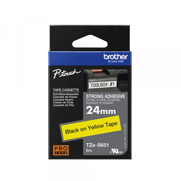 Traka Brother TZES651 jako lepljiva 24mm crno na žuto