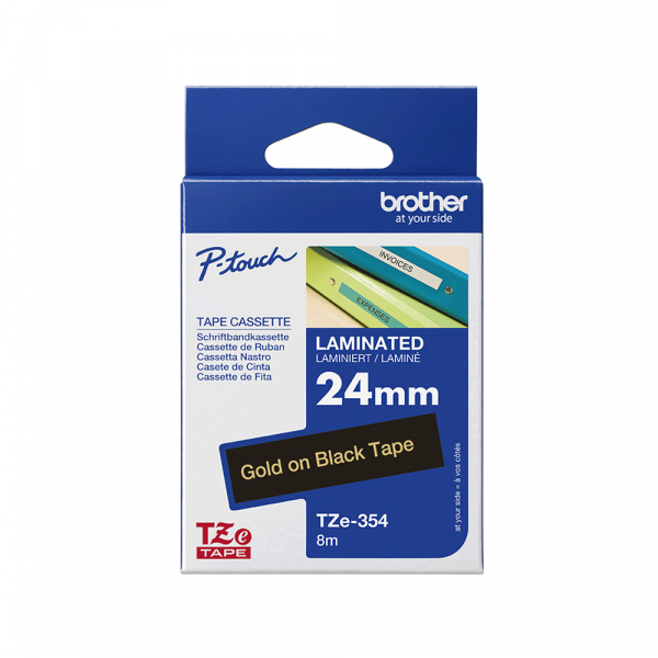 Traka Brother TZe354 24mm zlatno na crno