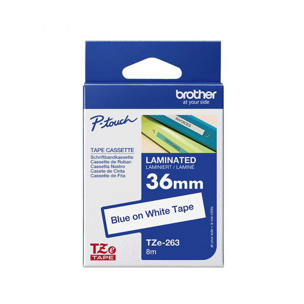 Traka Brother TZe263 36mm plavo na belo