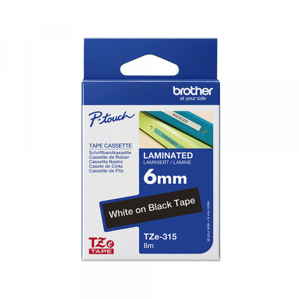 Traka Brother  TZe315 bela na crno 6mm