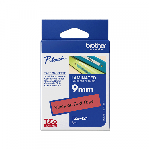 Traka Brother TZe421 9mm crno na crveno