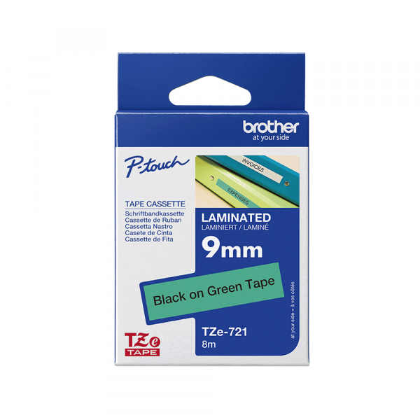 Traka Brother TZe721 9mm crno na zeleno