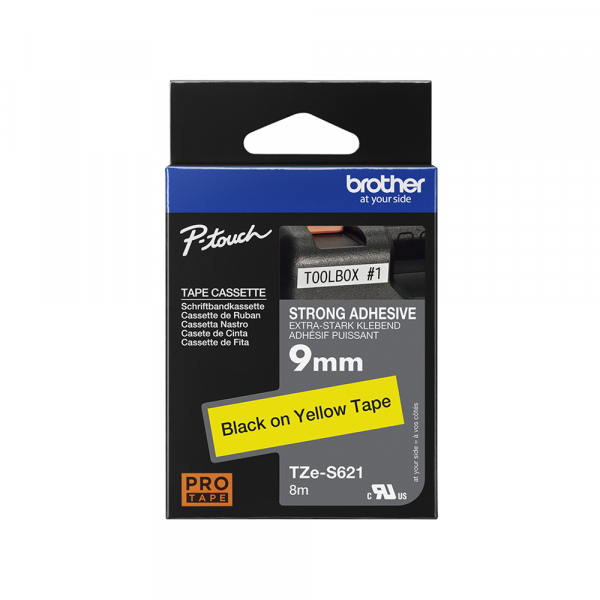 Traka Brother TZeS621 jako lepljiva 9mm crno na žuto