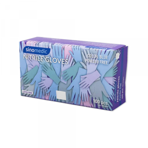 Rukavice nitril Sinomedic bez pudera plave 1/100 - L