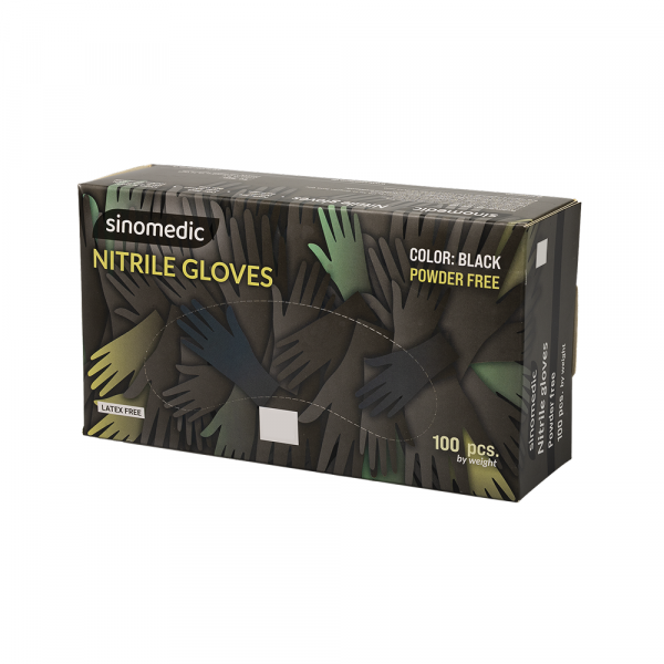 Rukavice nitril Sinomedic bez pudera crne 1/100 - L
