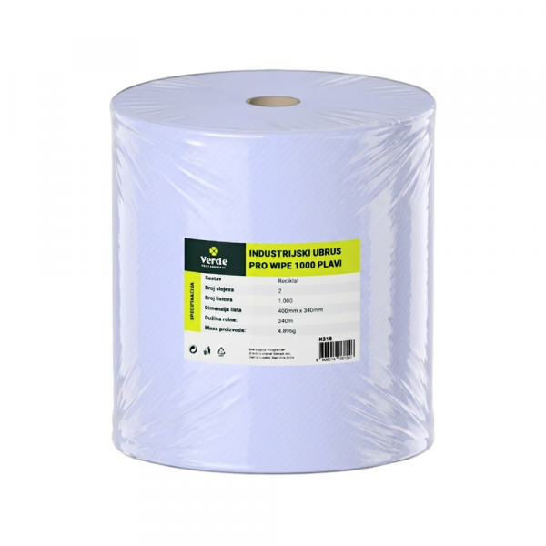 Industrijski ubrus Verde Pro Wipe 1000 dvoslojni plavi 1/1