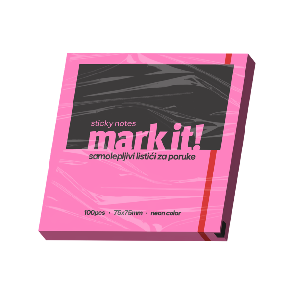 Samolepljivi listići Mark 100lis, 75x75mm Neon - Roze