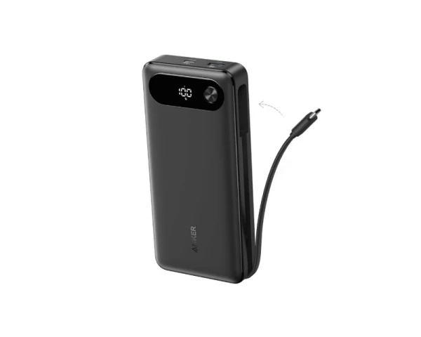 Power bank ANKER 20000mAh, 87W, sa ugrađenim USB-C kablom na izvlačenje