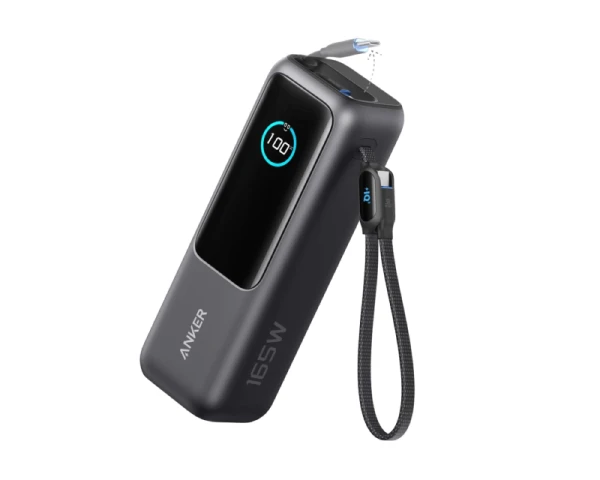 Power bank ANKER 25000mAh, 165W, sa ugrađenim USB-C kablom na izvlačenje