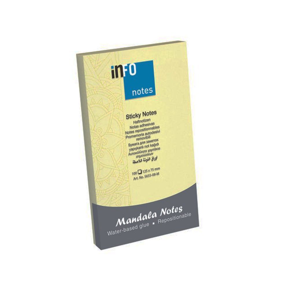 Samolepljivi listići Info Notes Mandala sa motivom 100 lis, 125x75mm - Žuta