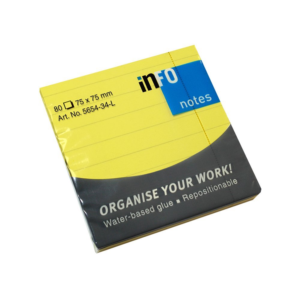 Samolepljivi listići Info Notes linije 80 lis, 75x75mm neon - Žuta