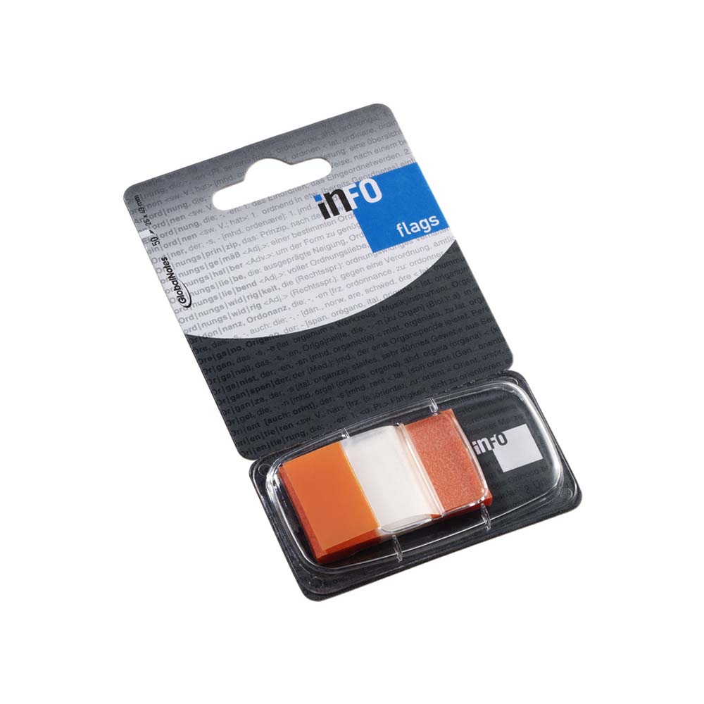 Page marker Info Notes info flags transparent 25x43mm, 50 listića - Narandžasta