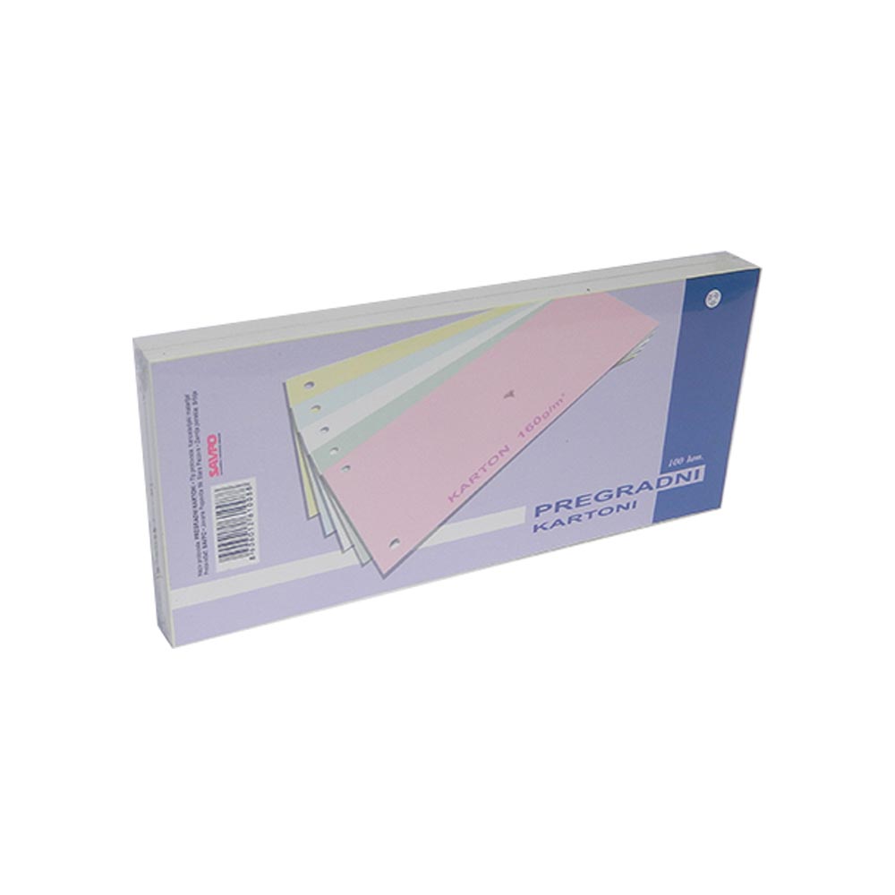 Pregradni karton skraceni 240x105mm pastel 100/1