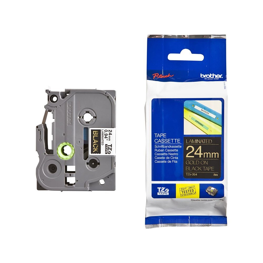 Traka Brother TZe354 24mm zlatno na crno