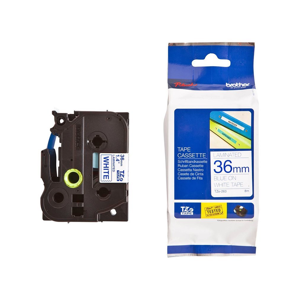 Traka Brother TZe263 36mm plavo na belo